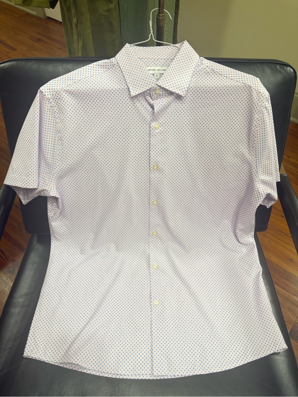 Peter Millar Pink Micro-Print Short Sleeve Dress Shirt